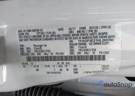 2017 Ford Focus S from USA, damaged, VIN 1FADP3E21HL269780